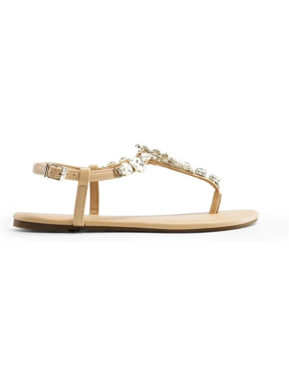 Dream Pairs Women's Nude Thong Sparkle Rhinestone Comfortable Flat Sandals